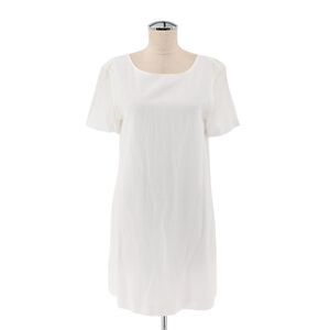THEORY Dress Womens Size 2 White Button Back V Airy Cotton Shift Capsule Minimal